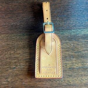 Louis Vuitton Luggage Tag Authentic Vachetta Leather Name Tag Y.Y. Initials